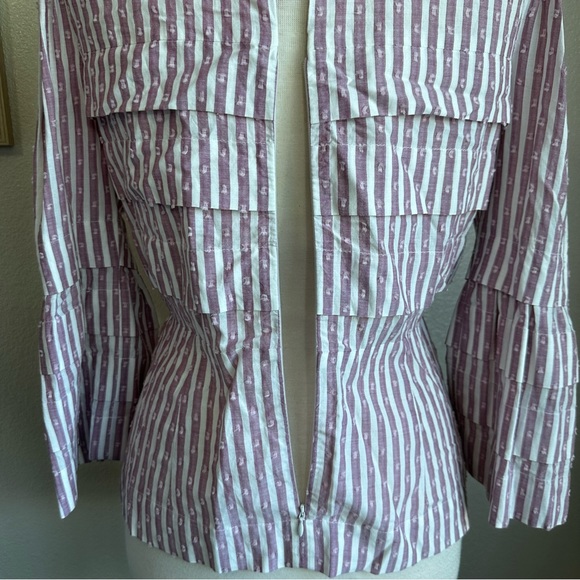 Anna Mason UK Sz 12 US Sz 8 Blouse Striped Ruffles - Picture 11 of 16